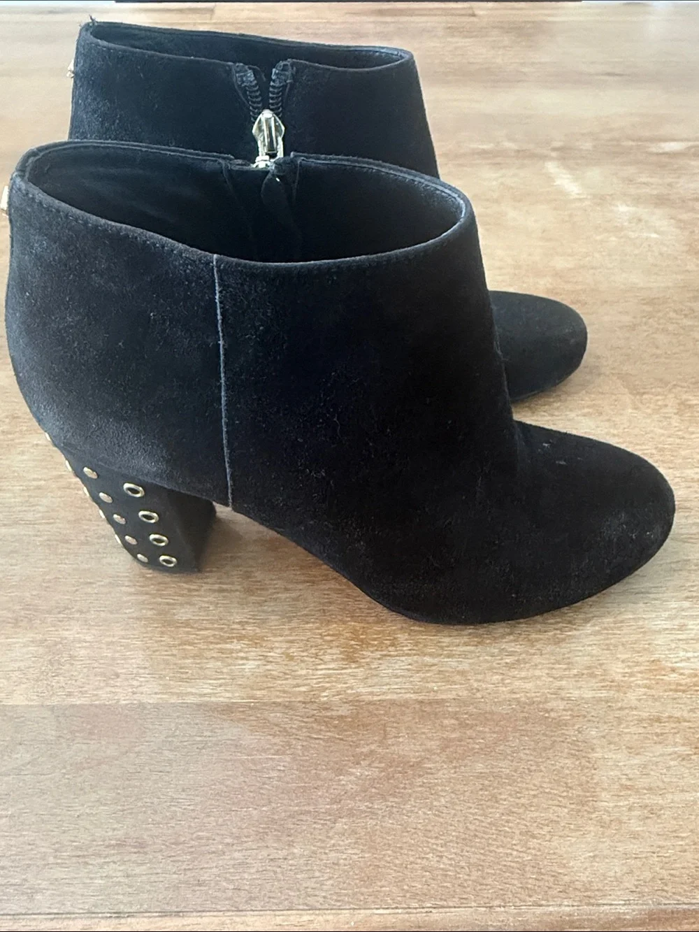Kate Spade Black Suede Studded Ankle Booties - Size 7.5